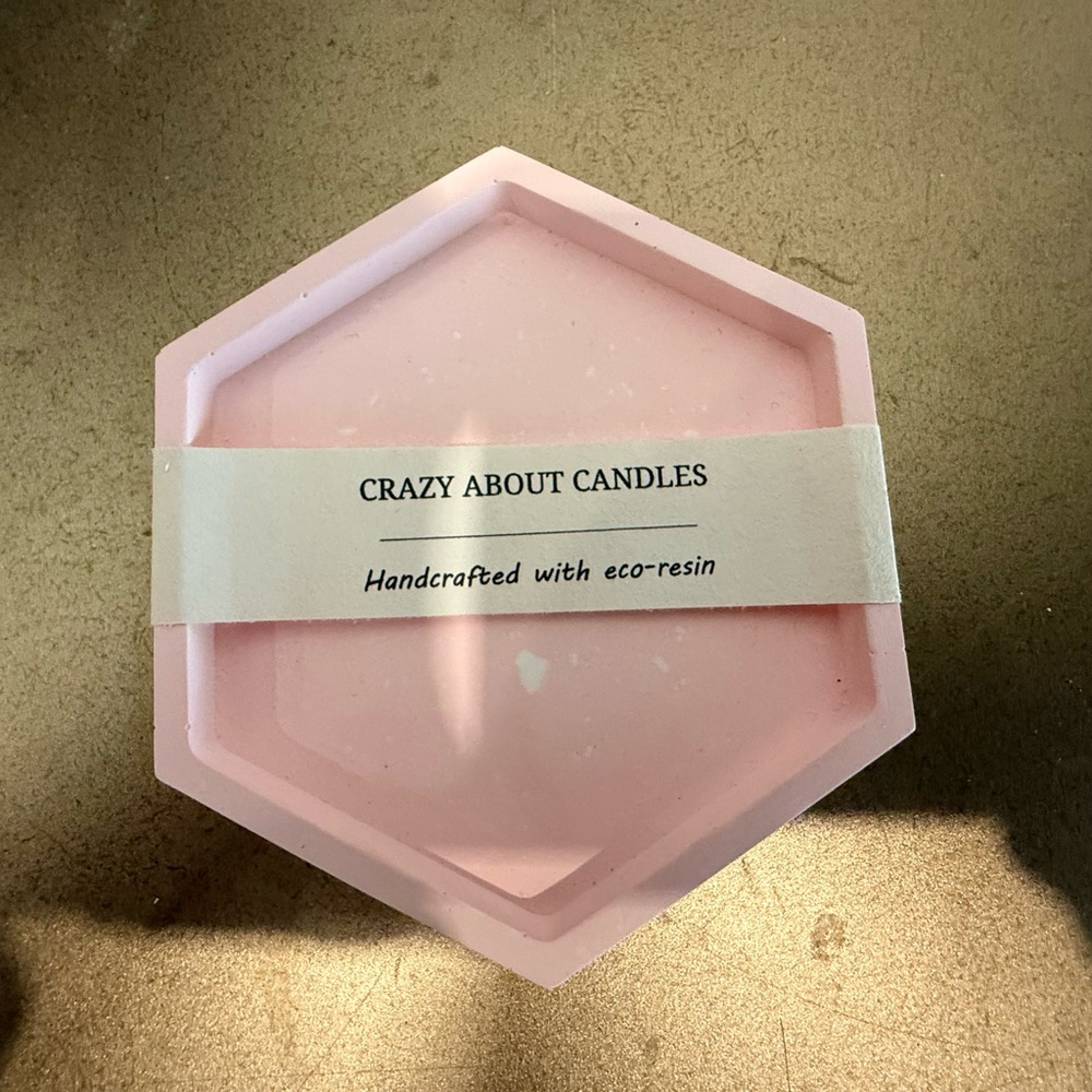Crazy About Candles Pink Hexagon Jesmonite Tray